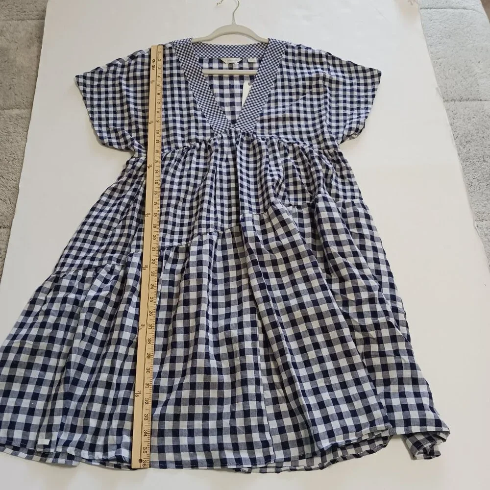Anthropologie 11.1.TYLHO Navy White Gingham Midi Dress Small New With Tag - Picture 14 of 15